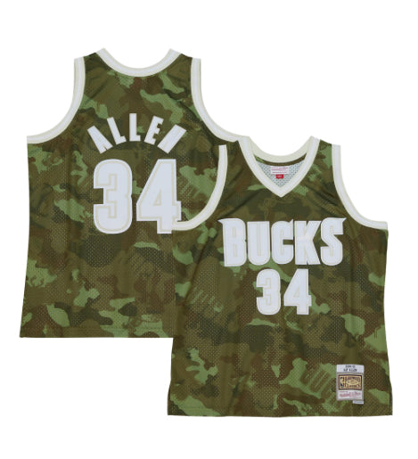Ray Allen Milwaukee Bucks Mitchell & Ness NBA Ghost Camo Authentic Jersey