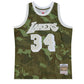 LA Lakers Shaquille O'Neal Mitchell & Ness NBA Ghost Green Camo Authentic Jersey