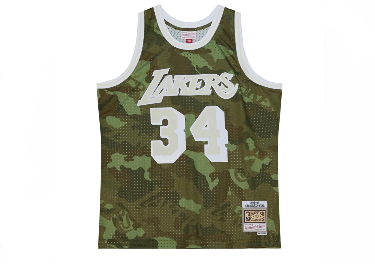 LA Lakers Shaquille O'Neal Mitchell & Ness NBA Ghost Green Camo Authentic Jersey