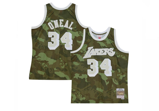 LA Lakers Shaquille O'Neal Mitchell & Ness NBA Ghost Green Camo Authentic Jersey