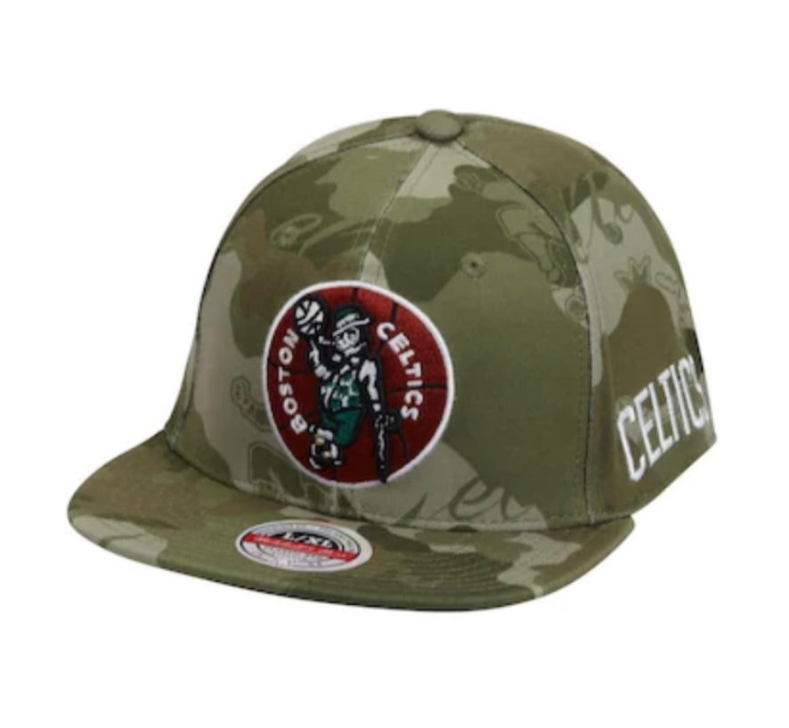 Boston Celtics Mitchell & Ness NBA Camo Green Fitted Cap